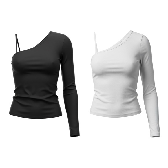 ASOS Asymmetrical Long Sleeve Tops - Black and White - Picture 1 of 5